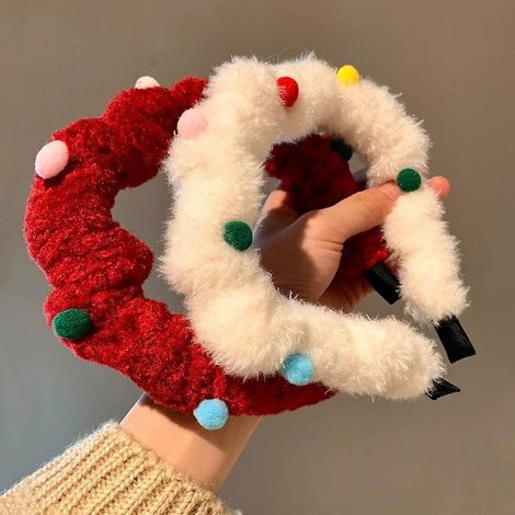 2 anelli natalizi in velluto con caramelle di peluche lavorate a maglia, ideali per donne, ragazze, adolescenti e bambine. La misura degli anelli è regolabile. (1/2)