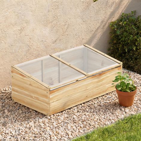 Serre de jardin en bois 100 x 50 x 35 cm avec toit polycarbonate (1/5)