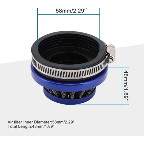 58-mm-Zweitaktroller/ATV mit 47-cm³/49-cm³-Motor und 58-mm-blauem Luftfilter.