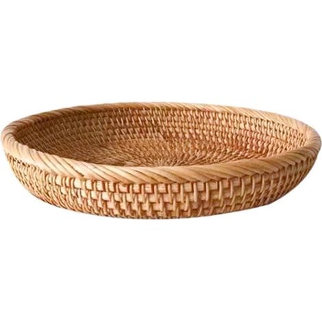 Panier à fruits en rotin véritable fait main, plateau pour pain et collations (1/5)