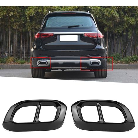 2 Stück Edelstahl-Auspuffblenden mit 4 Ausgängen, passend für Mercedes-Benz GLC, GLE, GLS W167, X253, X167, Baujahr 2020