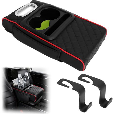 Armlehnenbox fürs Auto – 1 Stück – Kunstleder – Stauraum und Komfort – Universell für Limousinen und SUVs – Schwarz (1/5)