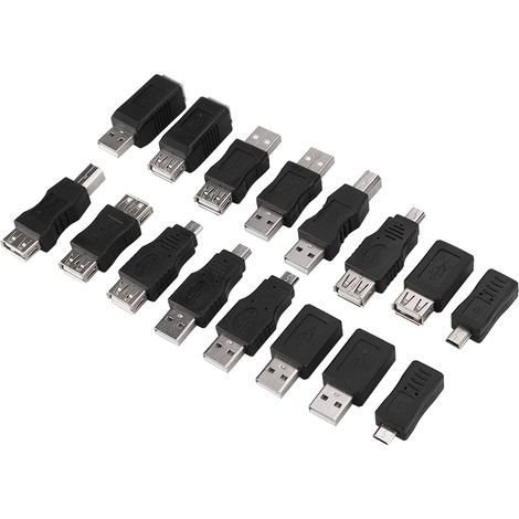 Lot de 16 adaptateurs USB 2.0 multifonctions convertisseur mâle vers femelle Micro USB (1/5)