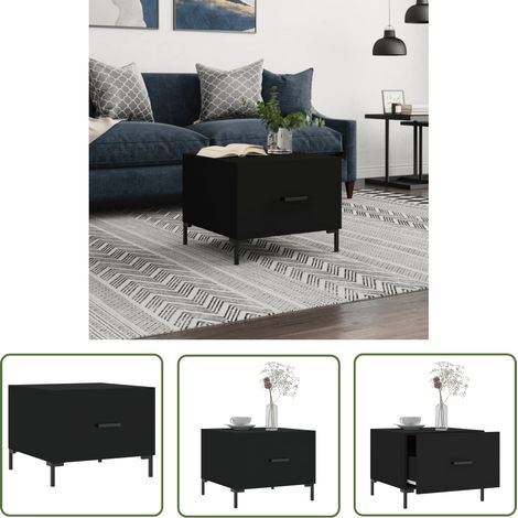 The Living Store Table basse Noir 50x50x40 cm Bois d'ingénierie - Table Basse - Meuble Salon - Table D'appoint - Table Design - Mobilier Moderne (1/5)