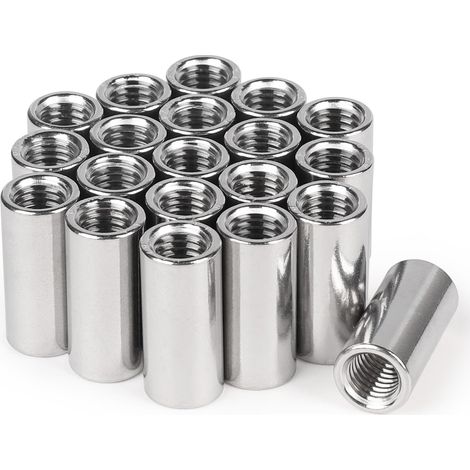 20 pièces Écrou Long Rond M10 x 30, Longueur Manchon Fileté en Acier Inoxydable V2A VA A2, Douille avec Filetage Intérieur, Écrous D'extension D'écartement de Raccordement pour Remplacement (1/5)