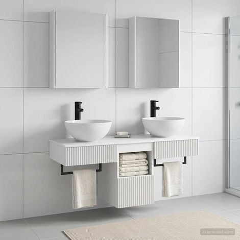 vidaXL Bathroom Cabinet Set 5 pcs White Engineered Wood (1/5)