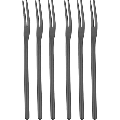 6pcs Cuillère,Fourchette,Acier inoxydable 304,Longue poignée 130mm,Dessert,Fruit,Café (1/5)