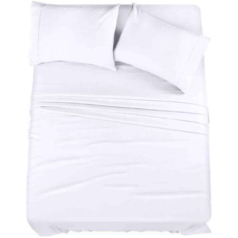 Ensemble de literie en maille 100% coton, trois pièces, doux et respirant, poches profondes, 145 g/m², blanc (1/5)