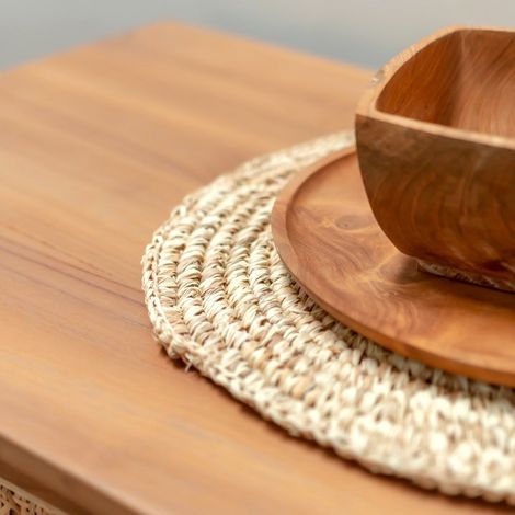 Set de Table Rond en Raphia Naturel, Dessous de Plat Tressé pour Repas (Lot de 2, 4 ou 6) - PANGIVO (1/3)