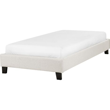 Letto imbottito tessuto beige chiaro senza testiera rete a doghe 90 x 200 cm Roanne