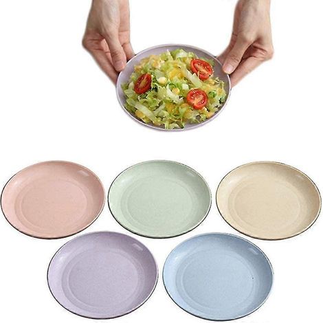 Assiette à dessert/soucoupe en paille de blé, service de table, assiette pour dîner, amuse-bouche, coupelle à condiments, sauces, sel, en-cas, petite assiette, robuste, compatible micro-ondes (1/5)