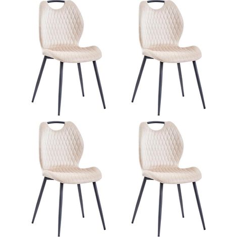 4er-Set Esszimmerstühle, Polsterstühle mit Stoffrückenlehne, Metallbeine, Beige (1/5)