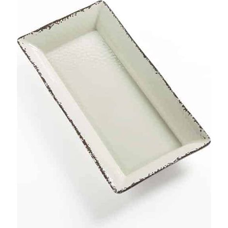 Assiette rectangulaire en mélamine Blanc antique Taille M (1/2)