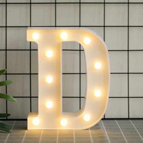Lettres de l’alphabet à LED avec lumière blanche chaude pour décoration d’intérieur, fête, bar, mariage ou festival(D),AAFGVC (1/5)