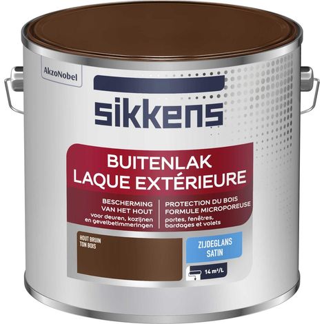 Sikkens - Peinture Laque Extérieure Bois et Fer - Finition tendue, sous-couche intégrée, facile à appliquer - Satin Ton Bois 2,5 L