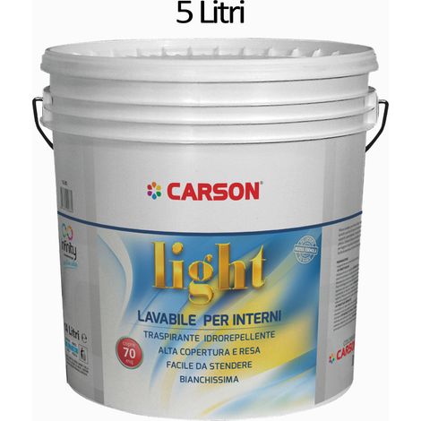 Light idropittura lavabile 5l per interni bianca traspirante e idrorepellente