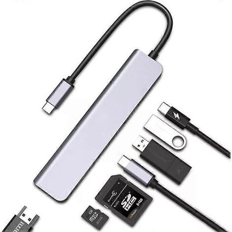Hub USB C Adaptateur multiport 7 en 1 - HDMI, 100 W PD, lecteur SD/TF (1/5)