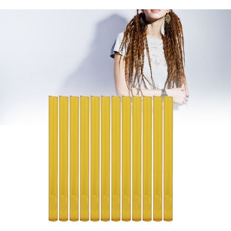 12 bâtons de colle thermofusible haute qualité pour extensions capillaires et perruques, outil coiffure professionnel jaune (1/4)