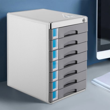 7 Ebenen Grau Metall-Schubladenboxen File Storage Schubladen aus Aluminium Büro