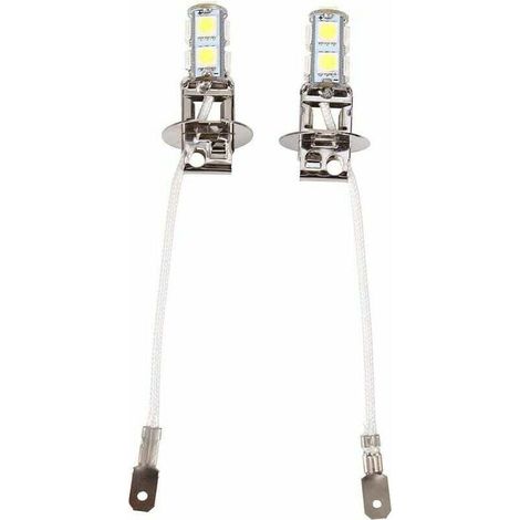 Ampoules H3 LED 6500K – Lot de 2 – 9 SMD – DC 12V – Lumière blanche xénon pour feux de brouillard – Installation facile (1/5)