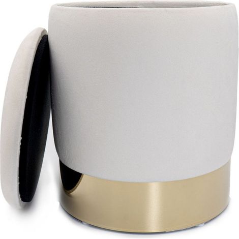 Pouf Coffre de Rangement en Velours Tabouret Repose-Pieds Rond Ø 31 x H 38 cm - PANGIVO