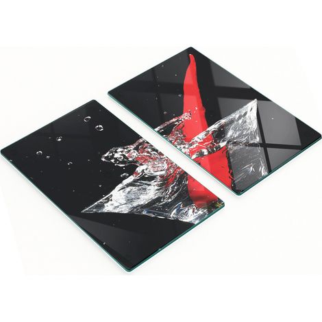 Dos tablas de cortar decorativas de vidrio templado para preparar chili (2 x 30 x 52 cm)