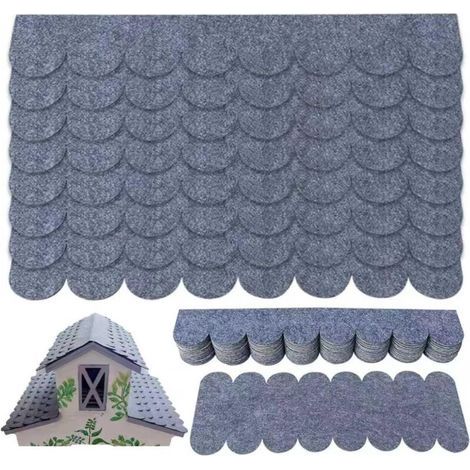 32 pièces Bardeau bitume. Toit auto-adhésif. Feutre toiture. Gris. Pour nichoir. Cabane. Abri jardin (1/5)