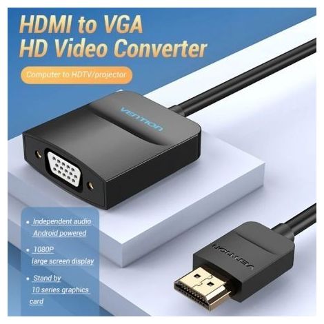 Adaptador HDMI a VGA Vention 42154 Negro 15 cm (1/2)
