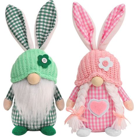 Décorations de Pâques en forme de gnome, un ensemble de 2 lapins de Pâques en peluche. (1/5)
