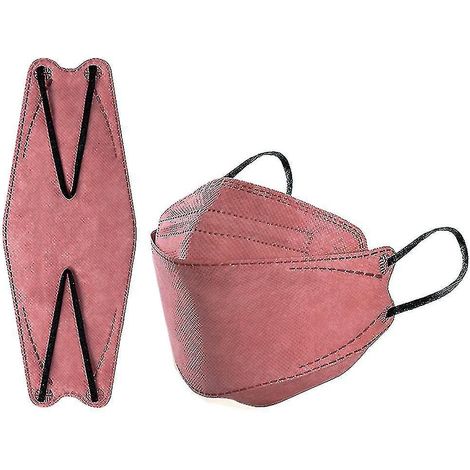 Lot de 50 masques KN95 pour adultes, masques de protection à 4 couches Morandi FFP2, masques KF94 rouges (1/4)