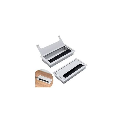 Sortie De Câble Table En Aluminium Câble Passe Fil Trou 2PCS Trou De Passe Câble Couvercle Sortie De Câble Entrée De Câble En Argent Pour Table Ordinateur Organisation Câbles Bureau 160 x 80mm (1/5)