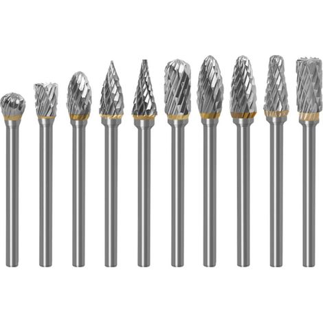 Paquet de 10 têtes de meulage à lime rotative à double fente, bricolage, sculpture sur bois, polissage des métaux, gravure, outils de perçage (1/4)