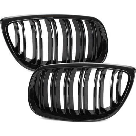 [Rejilla de intercooler] para BMW Serie 3 E92 E93 06-10, negro brillante, doble barra (1/4)