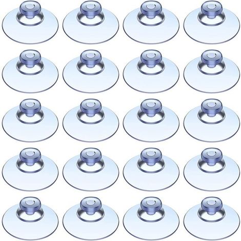 20 Ventouses en Plastique Ventouse Transparente sans Crochet Ventouses de Tête de Champignon pour Extérieur Cuisine Salle de Bain Fenêtre Miroir (20 (1/4)