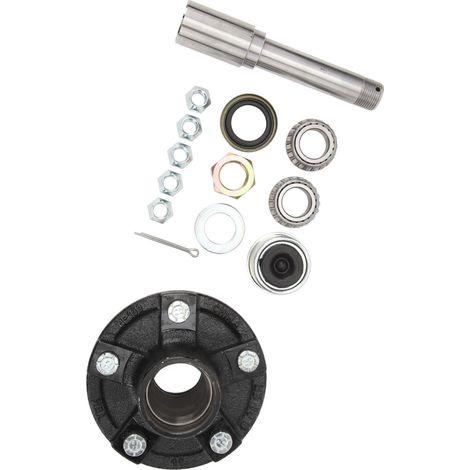 Essieu de remorque 2 000 lb avec moyeu libre à 5 boulons de 4,5 po et kit de moyeu de roue BT8 rond de 1 po pour remorque cargo/bateau (1/5)
