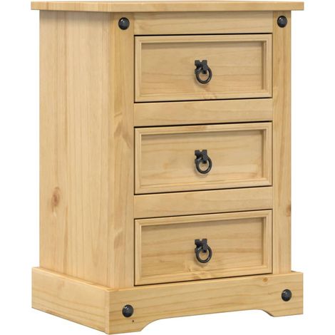 Comodino con 3 cassetti 45 x 35 x 64 cm legno di pino MDF e metallo DEC033904