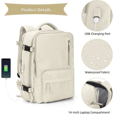 Trousse de toilette voyage grande capacité avec port USB, sac à dos et ensemble rangement (1/5)