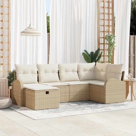 Set di divani con cuscino Beige e Crema polyrattan vidaXL (1/5)