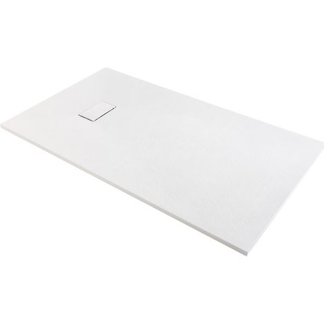Odyssea – Receveur de douche à encastrer blanc 180x90 cm – SMC antidérapant classe C – Écoulement excentré – Adapté PMR