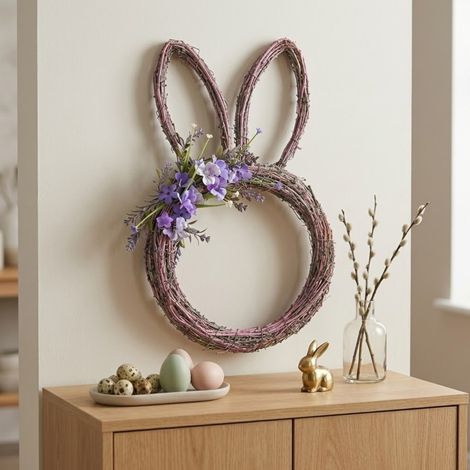 Violet Bunny Ears Spring Wreath