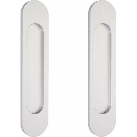 2 poignées de porte coulissantes ovales argentées de 15 cm autocollantes, poignées de porte affleurantes en aluminium, pour portes de grange coulissantes, fenêtres et placards sans perçage (1/5)