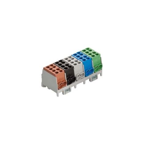 Borne de dérivation principale 5 broches pour rail DIN - Distributeur de courant avec VDE, marron/vert/noir/bleu/gris, plastique (1/5)
