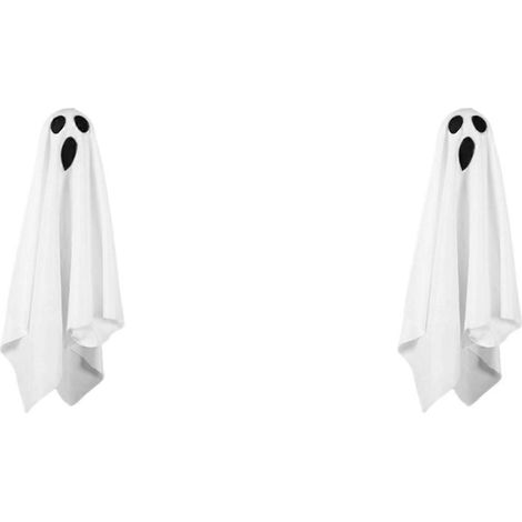 2 fantômes lumineux d'Halloween, décorations joyeuses pour la maison, lanterne fantôme suspendue blanche (1/4)