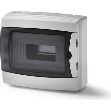 3908-T Acqua coffret électrique pour l'extérieur IP65 8 modules 215x235x110mm - Porte transparente (1/5)