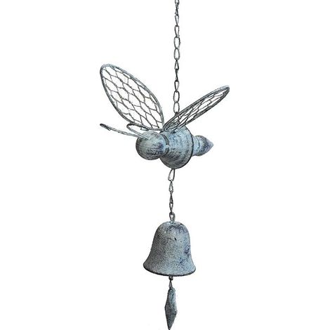 Clochette abeille blanc patiné 20x18x75cm (1/3)
