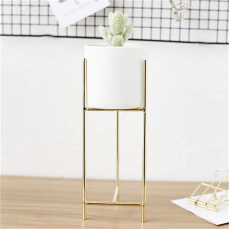 Vase Hydroponique - Pot à Plantes en Céramique avec Support Métallique - Pour Succulentes et Plantes Vertes d'Intérieur - Lot de 1 (1/3)