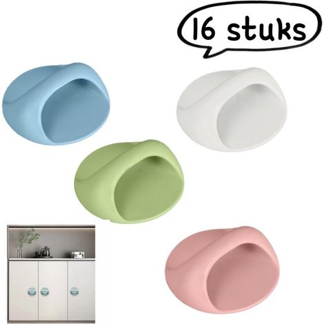 Poignée de porte 16 pièces - poignée de fenêtre sans perçage, poignée de placard auto-adhésive - poignée de porte coulissante de balcon auto-adhésive - accessoires - couleurs assorties (couleurs aléat (1/5)