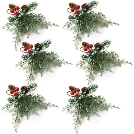 6 pièces de ronds de serviette réutilisables en cèdre rouge baie, diamètre 3,5 cm, pour décorer la table de Noël avec une bouteille de champagne (1/5)