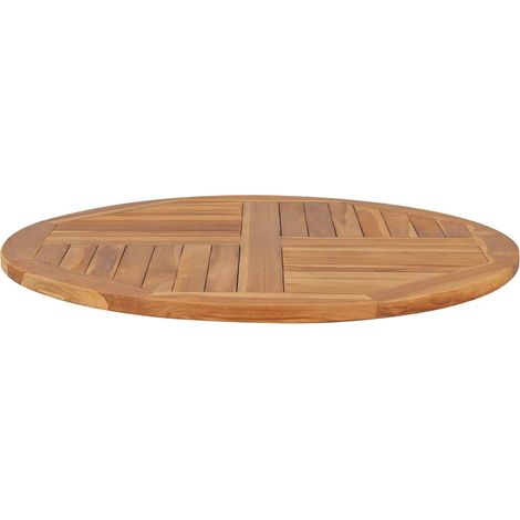 Dessus de table-Plateau de Table de Remplacement Bois de teck solide Rond 2,5 cm 90 cm 440340 (1/5)