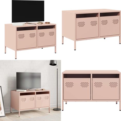 vidaXL Meuble TV rose 68x39x43,5 cm acier laminé à froid